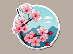 Cherry Blossom Sticker - Cherry blossom for springtime, ,vector color sticker art,minimal