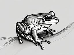 drawing of Japanese tree frog  minimal rough sketch scribbles,doodles,black and white