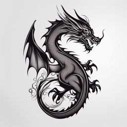 Small dragon tattoo, Delicate and subtle dragon tattoo designs.  color, tattoo style pattern, clean white background