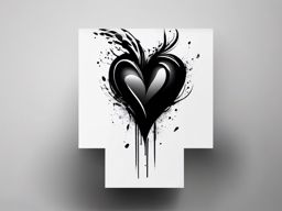 Abstract black heart tattoo. Minimalist emotion in ink.  minimalist black white tattoo style