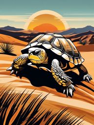 Desert Tortoise - Against the backdrop of arid landscapes, the desert tortoise adapts to its harsh and sunlit environment.  vector art, clipart, minimal