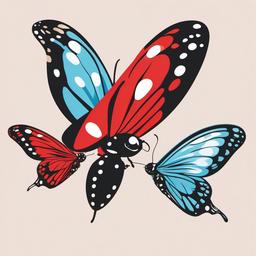 Ladybird clipart - ladybird and butterfly flying together  color,minimalist,vector clipart