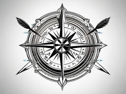 compass tattoo with arrow  vector tattoo design