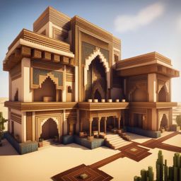 arabian desert palace with intricate tilework - minecraft house design ideas 