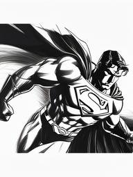 drawing of Superman battling a villain  minimal rough sketch scribbles,doodles,black and white