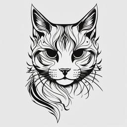 Black Cat Flash Tattoo - Flash art style tattoo featuring a black cat.  minimal color tattoo, white background