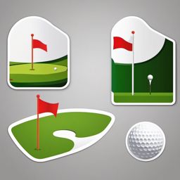 Golf Flag Hole Sticker - Putting precision, ,vector color sticker art,minimal