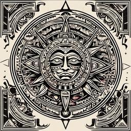aztec moon and sun tattoo  simple vector color tattoo