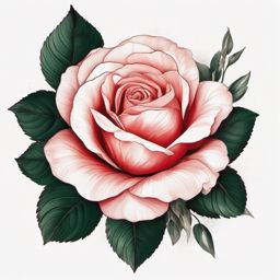 Aphrodite's rose tattoo. Beauty in bloom.  color tattoo minimalist white background