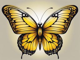 Yellow butterfly tattoo, Butterfly tattoos in a striking shade of yellow.  viviid colors, white background, tattoo design