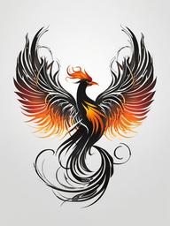 Phoenix Mythology Tattoo - Mythological phoenix tattoo  minimalist tattoo design, white background