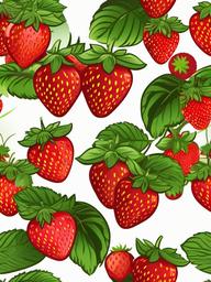 Strawberry clipart - strawberry field with ripe fruit  