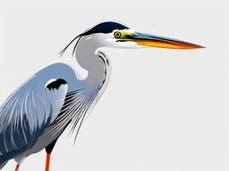 Heron cartoon  minimal, white background