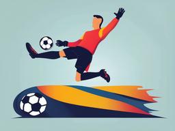 Soccer clipart - goalkeeper diving to save a soccer ball  color,minimalist,vector clipart