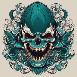 shark skull tattoo  simple vector color tattoo