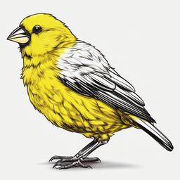a yellow canary bird still standing and with both wings open. It should be fully visible on the resulting image, for which I wouldn't like to have any background, just the bird  colors,professional t shirt vector design, white background
