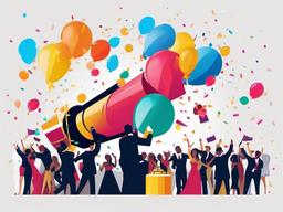 Celebration clipart - confetti cannon at a grand event  color,minimalist,vector clipart