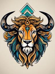 leo taurus tattoo  simple vector color tattoo