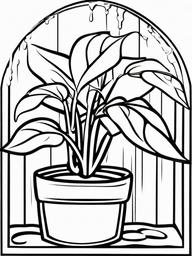 Plant Coloring Pages - Plant in the rain  simple coloring pages