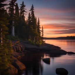 isle royale national park - illustrate a tranquil night on isle royale, a remote island in lake superior, with pristine wilderness and stargazing opportunities. 