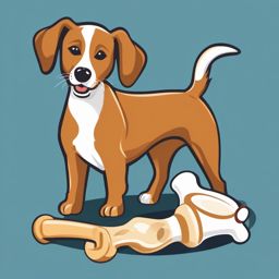 Dog with Bone Clipart,Illustrating a pet care guide featuring a dog with bone clipart  simple, 2d flat