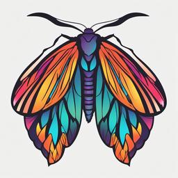 Colourful Moth Tattoo - Showcase a spectrum of colors with a tattoo featuring a vibrant and colorful moth design.  simple vector color tattoo, minimal, white background