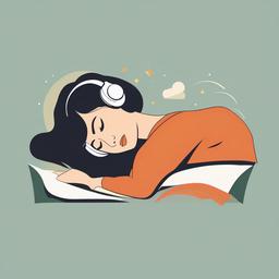 Sleep clipart - person sleeping with headphones on  color,minimalist,vector clipart