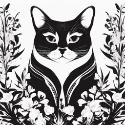 Black and White Clipart Cat,Illustrating a monochrome cat-themed banner with black and white clipart cat  simple, 2d flat