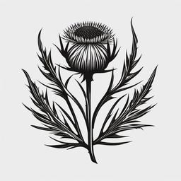 Thistle Tattoo - Symbol of resilience, strength, and protection  minimal tattoo design,white background