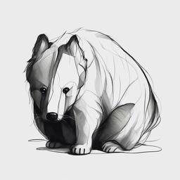 drawing of a sad animal  minimal rough sketch scribbles,doodles,black and white