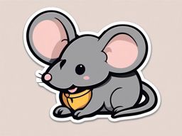Mouse Sticker - A cute mouse with round ears and a long tail. ,vector color sticker art,minimal