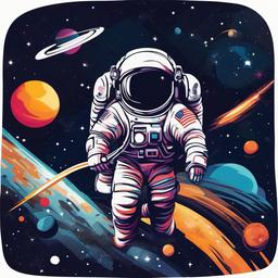 Astronaut clipart - astronaut in a colorful universe  clipart