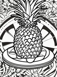 Food Coloring Pages - Pineapple rings on a plate  simple coloring pages