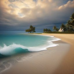 Serene Seaside Beach Wallpaper intricate details, patterns, wallpaper photo