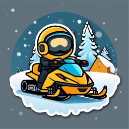 Snowmobile and Snow Emoji Sticker - Snowmobiling in winter landscapes, , sticker vector art, minimalist design