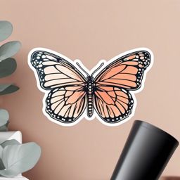 Butterfly Sticker - Delicate butterfly illustration, ,vector color sticker art,minimal