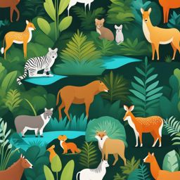 animals clipart: roaming freely in a vibrant wildlife sanctuary. 