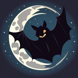 Bat clipart - bat and moonlit sky  