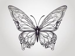 Whimsical Butterfly - Embody the transformative journey of overcoming depression with a whimsical butterfly tattoo.  outline color tattoo,minimal,white background