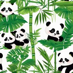 Cute Panda in a Bamboo Wonderland  clipart, simple