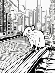 Rat Coloring Pages - Clever Urban Dwelling Rodent  black outline printable coloring page