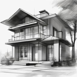 sketch drawing of a house  minimal rough sketch scribbles,doodles,black and white