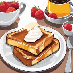 Breakfast clipart - French toast with powdered sugar.  vector style illustration, white background