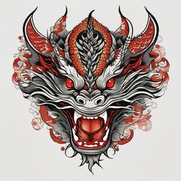 Japanese Dragon Tattoo - Tattoos showcasing traditional Japanese dragon art, representing strength and protection.  simple color tattoo,minimalist,white background