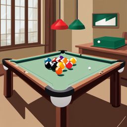 Billiards Cue and Balls on Table Clipart - A billiards cue and balls on the table.  color vector clipart, minimal style