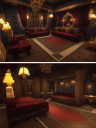 noble's chamber with opulent furnishings and tapestries - minecraft house design ideas minecraft block style