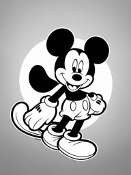 mickey mouse clipart black and white 