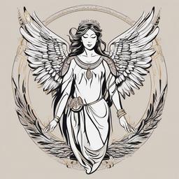 Wings Tattoo Angel-Choosing a symbol of flight and spiritual connection with wings tattoo angel, expressing freedom, protection, and divine guidance.  simple vector color tattoo
