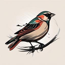 sparrow tattoo simple  minimalist color tattoo, vector