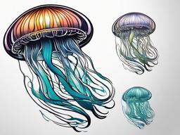 Jellyfish Tattoo-Elegant and ethereal tattoo featuring a jellyfish, capturing the beauty of marine life and its graceful movements.  simple color vector tattoo